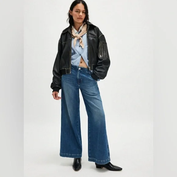 AMO Edith Wide Leg Denim Trouser in Romance 100% Cotton Slouchy Fit size 29 - Picture 4 of 14